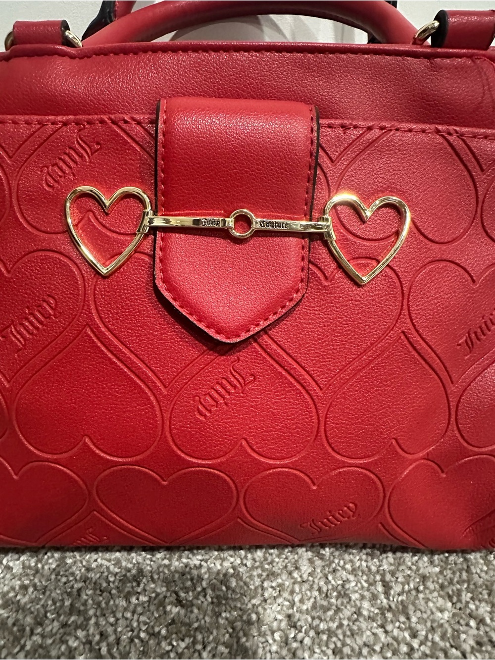 Juicy couture Love Is Juicy Satchel Red Heart Design Purse - Picture 3 of 7
